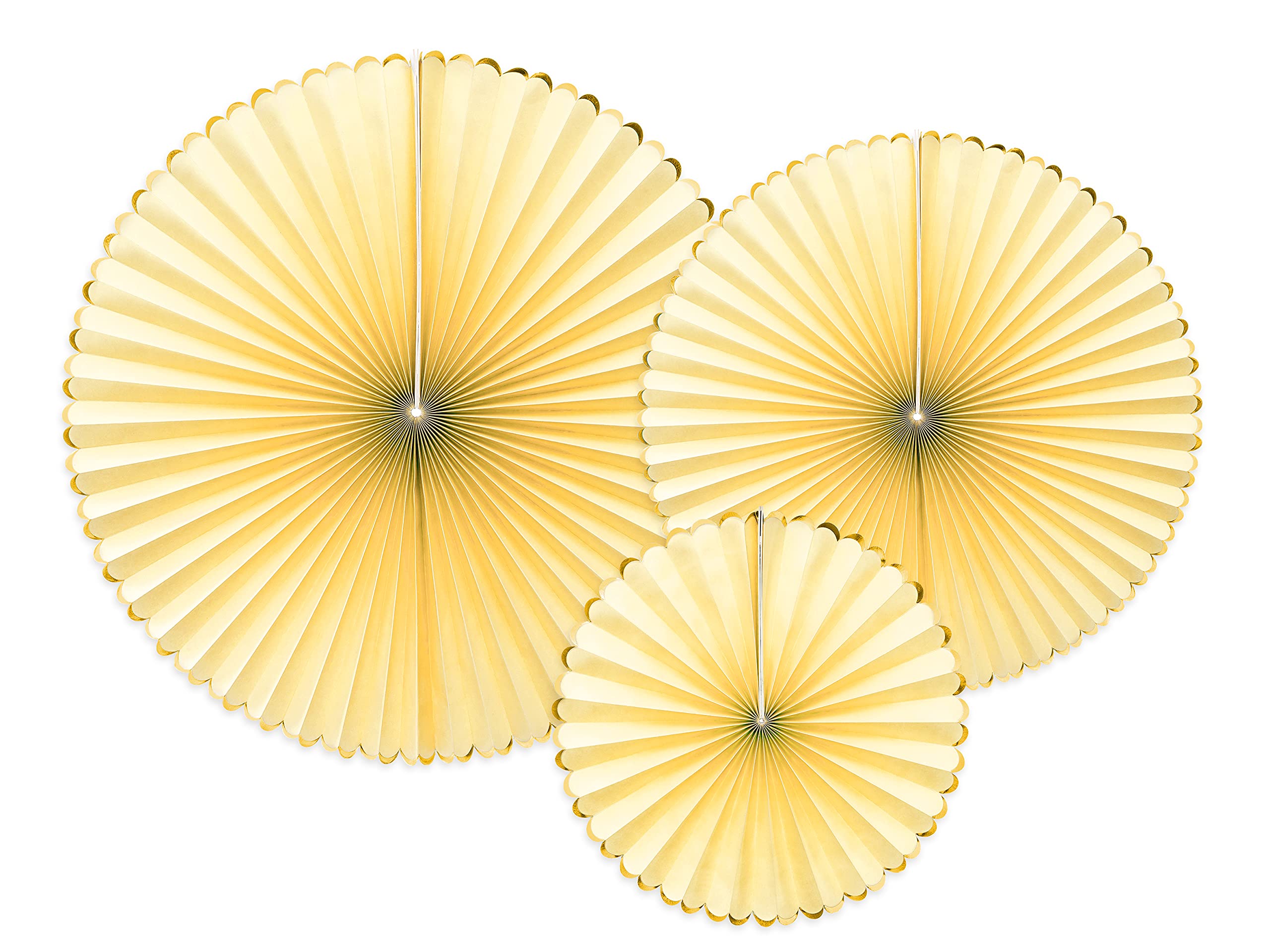PartyDeco Pack of 3 Yummy Decorative Rosettes. Yellow with Gold Border