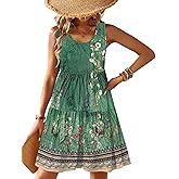 Zeagoo Womens Summer Sundress Boho Floral Casual Tank Dresses with Pockets Sleeveless Tiered Swing A Line Beach Dress