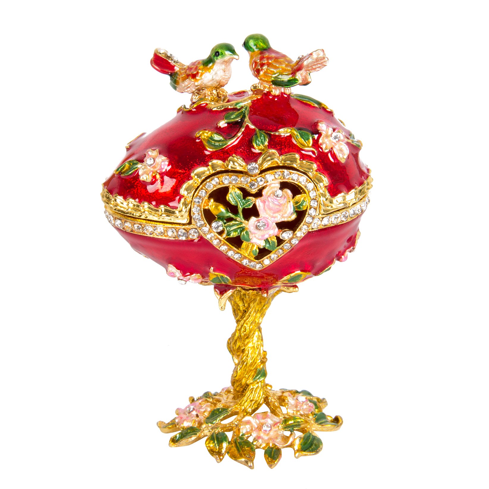 QIFU Vintage Hand Painted Easter Egg Style Jewelry Trinket Box Hinged, Unique Gift for Family
