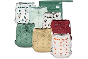 Nora's Nursery Cloth Diaper Cover, Reusable Cover with Snap Closure for Flat or Fitted Inserts - 7-Pack with Wet Bag - On The Farm