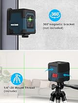 RockSeed Laser Level with Tripod Green Cross 360° Self Leveling view 4