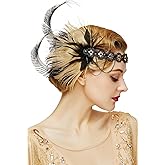 BABEYOND 1920s Sequined Showgirl Headpiece Feather Headband Flapper Gatsby Hair Accessories