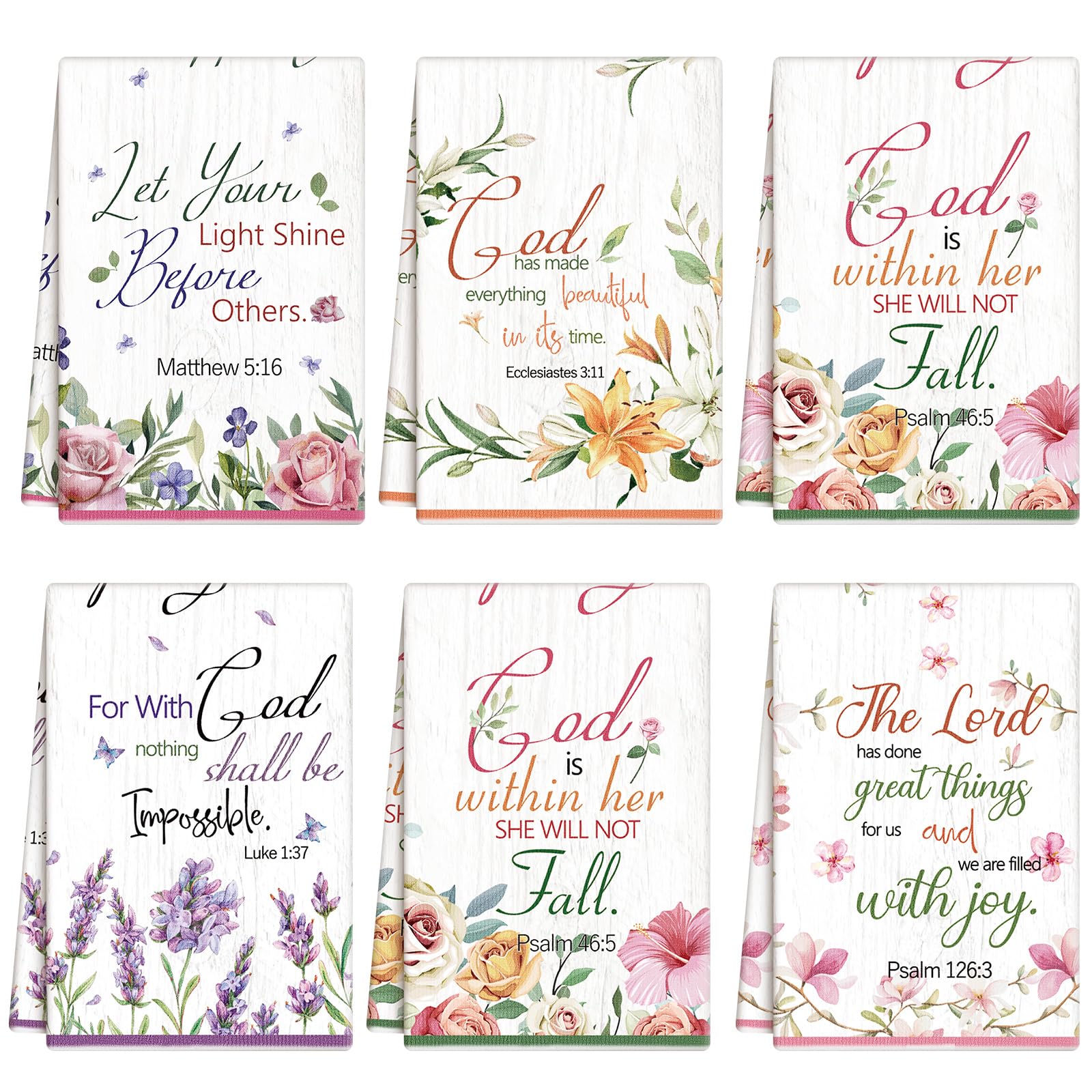 Photo 1 of Ganeen 6 Pcs Religious Christian Kitchen Dish Towel Reusable Bible Verse Scripture Absorbent Bar Hand Towel Easter Gift for Women Men Inspirational Church Housewarming Decor