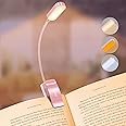 Gritin 16 LED Rechargeable Book Light for Reading in Bed- Eye Caring 3 Color Temperatures, Stepless Dimming Brightness, 80 Hrs Runtime, Lightweight Flexible Clip on Light for Book Lovers-Pink
