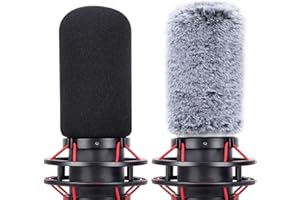 QuadCast Mic Covers Foam with Furry Microphone Windscreen Muff - Pop Filter Compatible with Hyperx Quadcast S Microphone (2 P