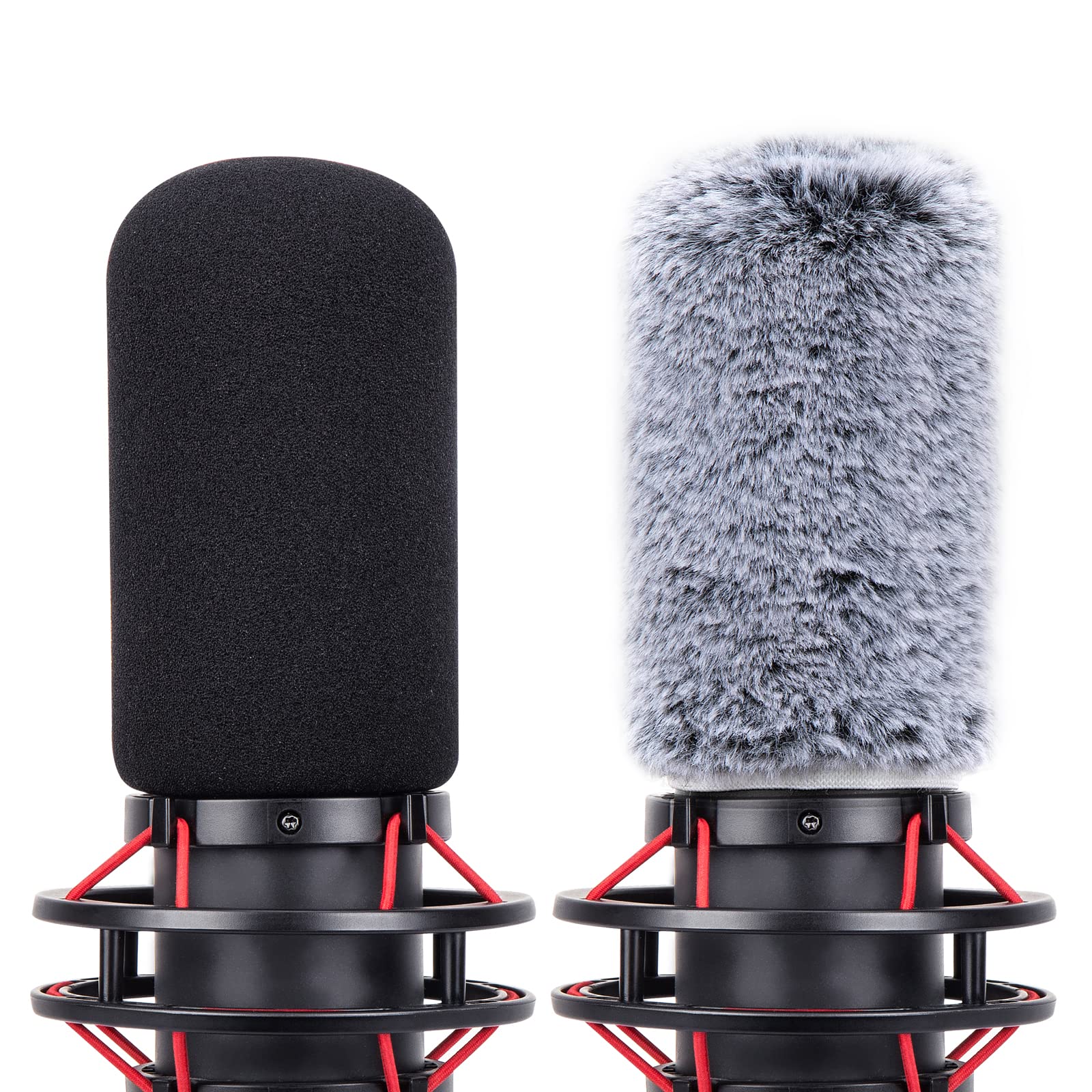 YOUSHARES QuadCast S Pop Filter Furry Microphone Windshield Muff - HyperX QuadCast Microphone To Reduce Noise (2 Pack)