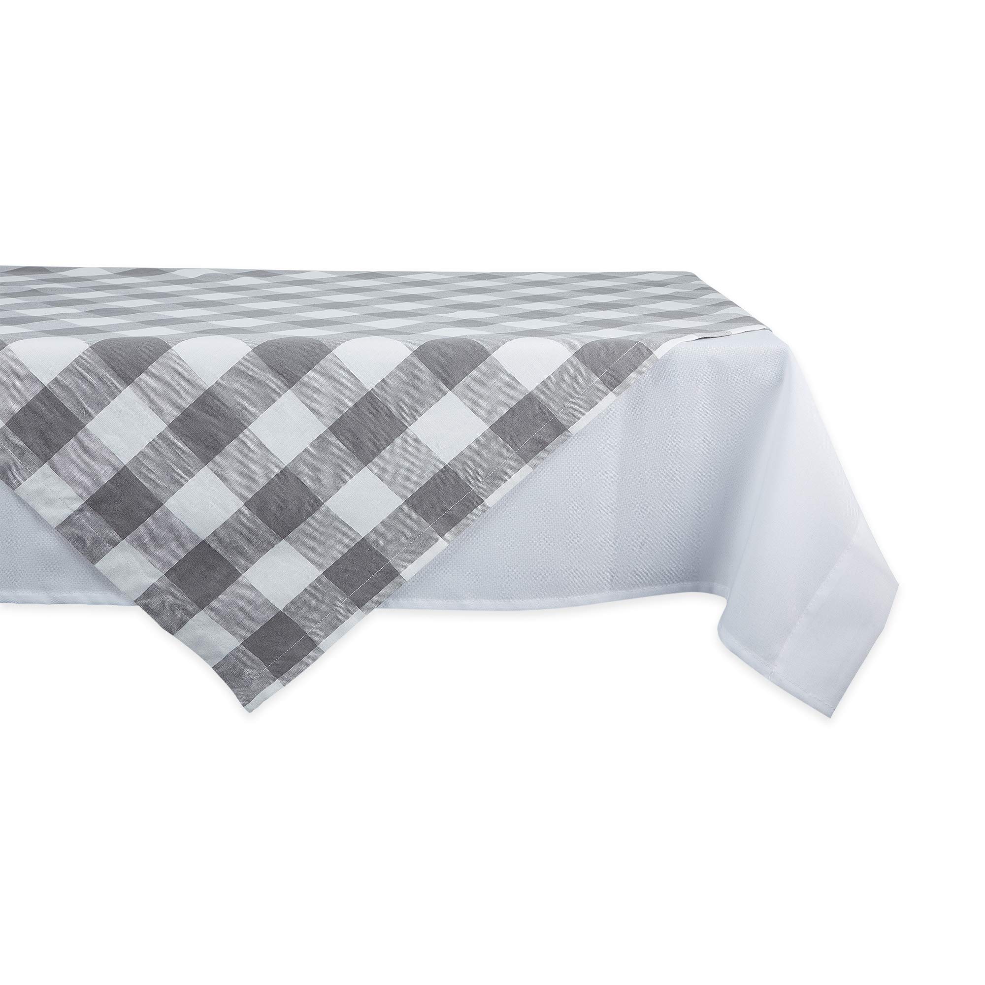 DII Buffalo Check Collection, Classic Farmhouse Tablecloth, Table Topper, 40x40, Gray & White — image 1