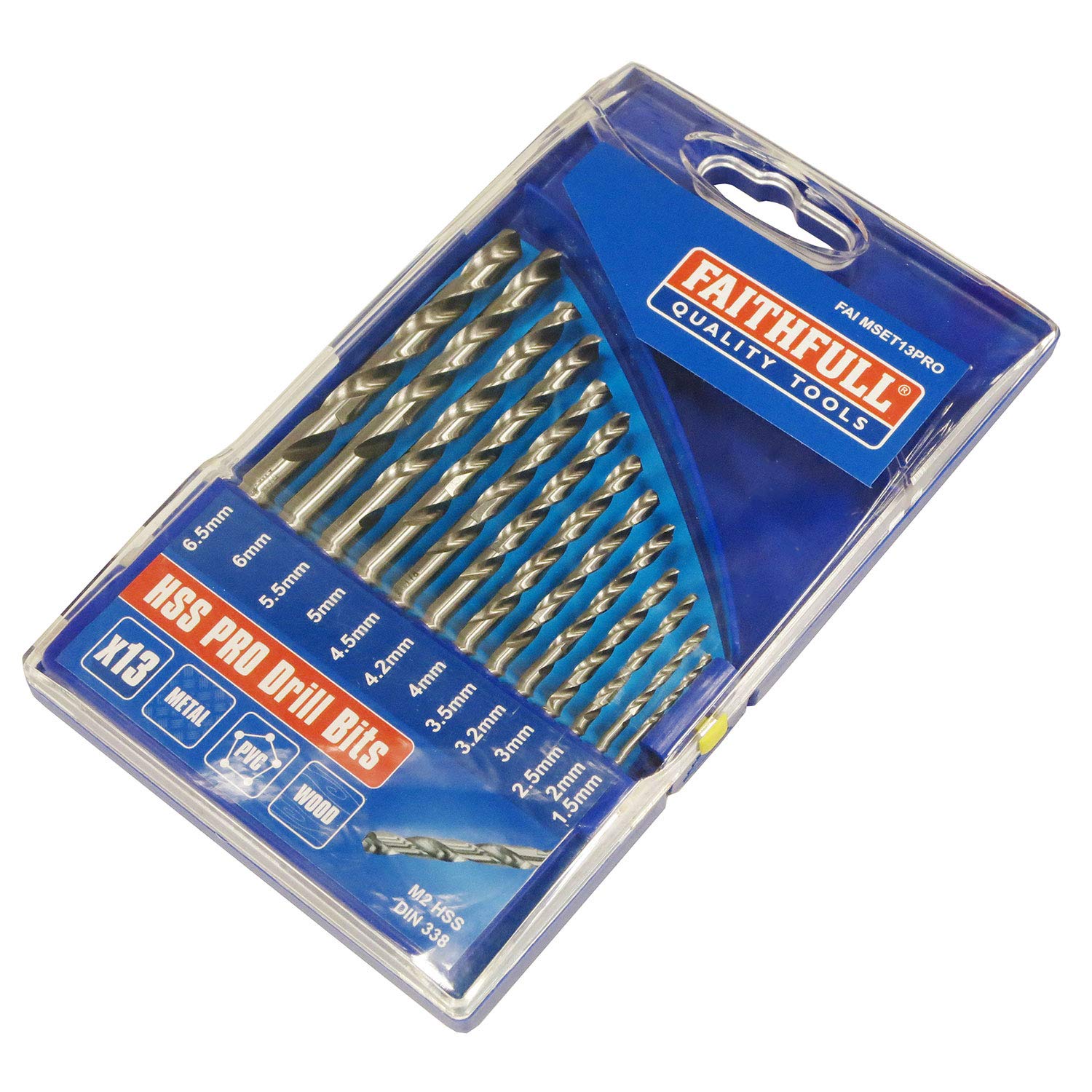Faithfull MSET13PRO HSS Drill Set M2 1.5/6.5mm and 3.2/4.2 mm
