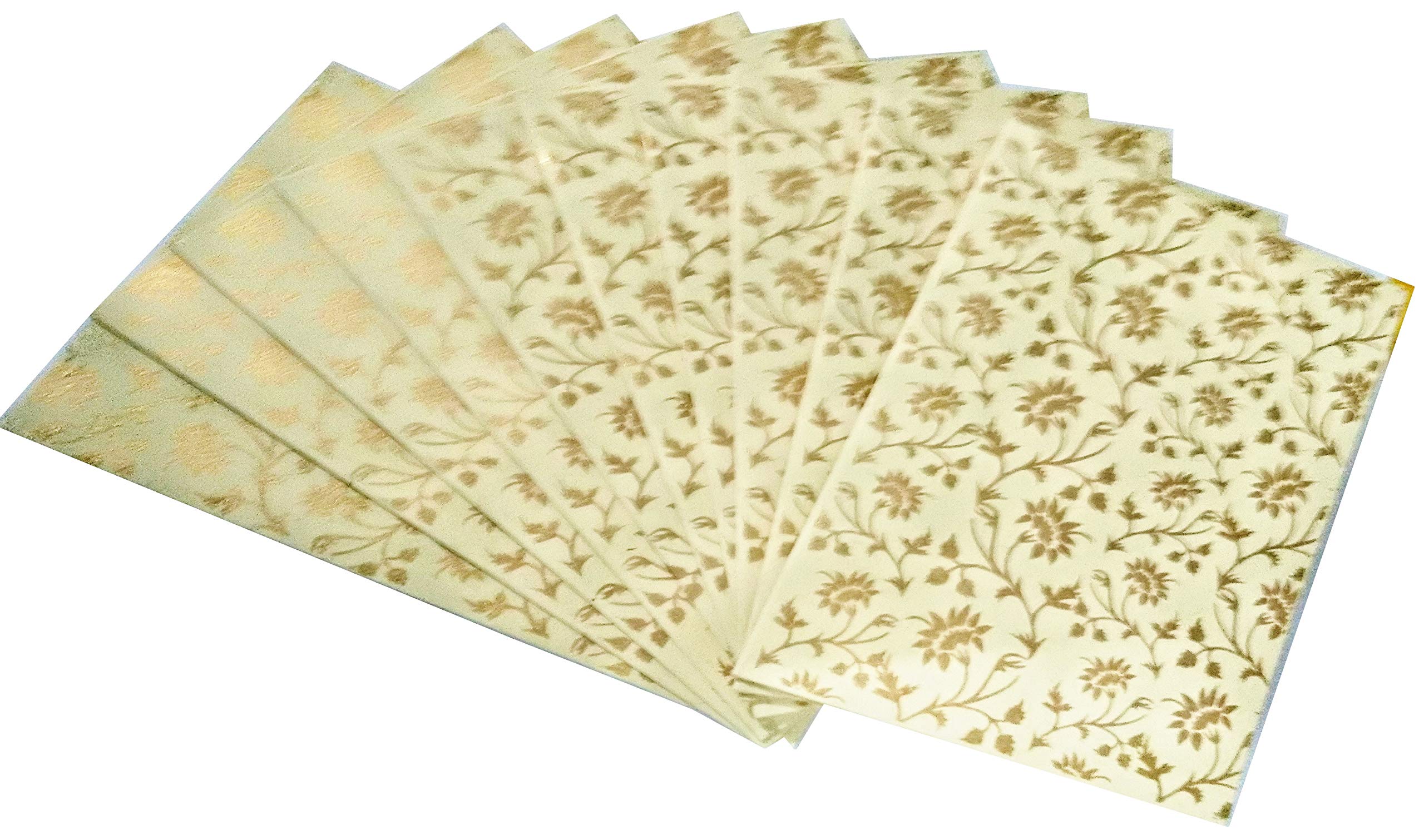 Purpledip Paper Card-Envelope Pack (Set of 10) 'Silver Flowers': Handmade Organic Paper Cards 4 * 3 inches for Personalized Greetings (11454A)