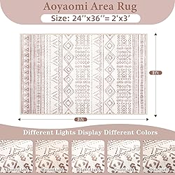 Area Rug 2x3 Entryway Rug, Washable Geometric Boho