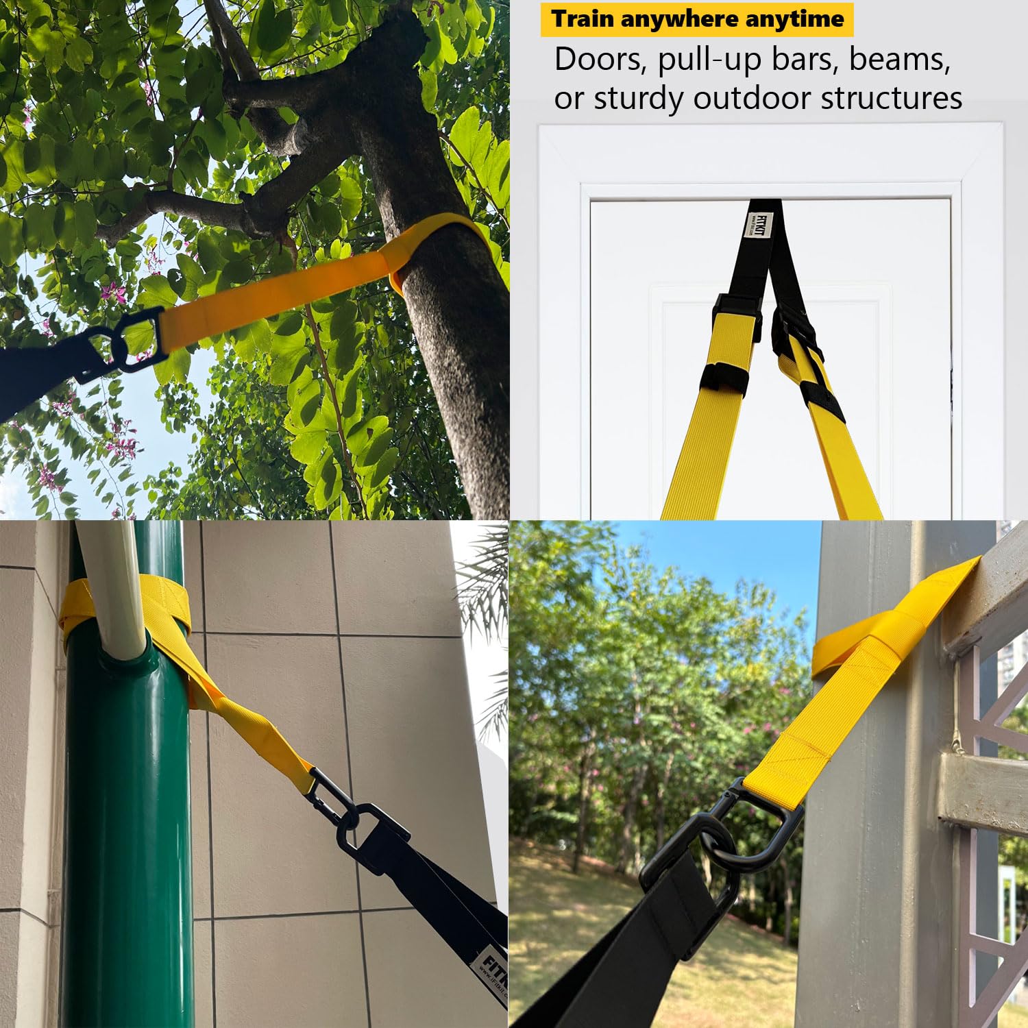 FITKIT Suspension Bodyweight Fitness Training Kit, Full Body Workouts Home Gym Resistance Trainer Straps for Total Body Workouts