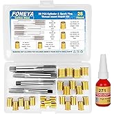 PONEYA Spark Plug Thread Repair Kit, 28 PCS All in One Tools | 4 Sizes High Speed Steel Tap &amp; 5 Sizes Insert, Organized Storage Case, for Most Trucks Cars Engines Broken Cylinders Repair