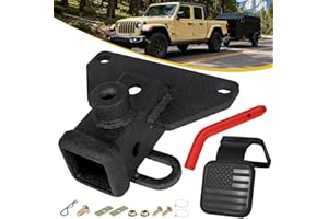 W&JWN 2" Class 3 Trailer Hitch Receiver Fit for Jeep Gladiator JT 2020-2025, Heavy Duty JT Pickup Truck Tow Receiver Kit with American Flag Trailer Hitch Cover. (Red Hitch Pin)