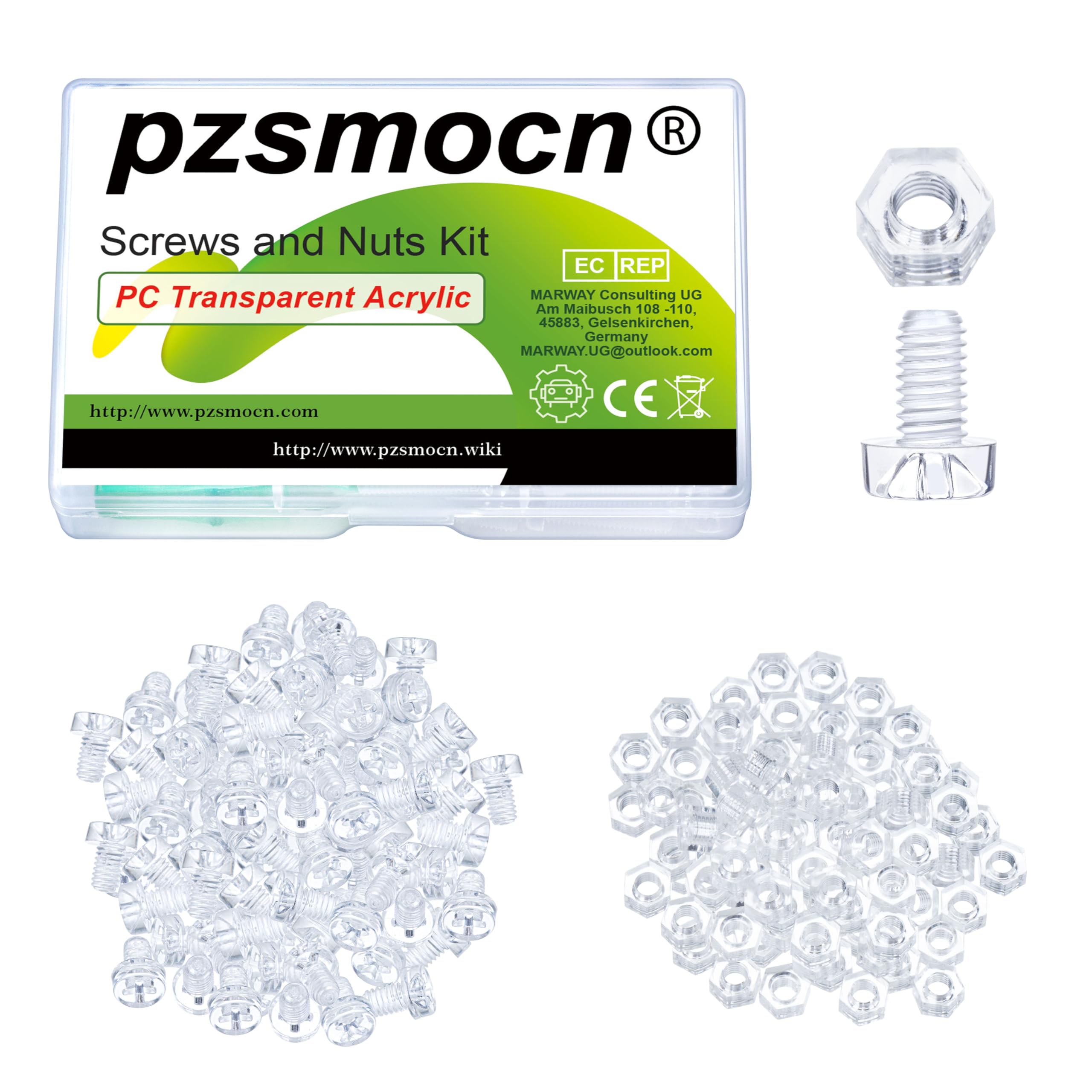 Pzsmocn 200 Pieces/100 Sets M4*6 mm PC Transparent