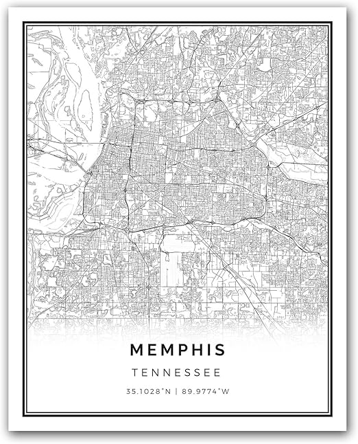 Amazon Com Squareious Memphis Map Poster Print Modern Black And