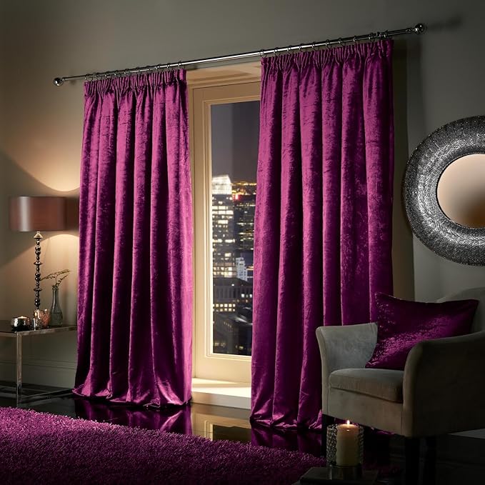 viceroy bedding Pair of Heavy Crushed Velvet Curtains PENCIL PLEAT TAPE TOP Fully Lined Curtains viceroy bedding Pair of Heavy Crushed Velvet Curtains PENCIL PLEAT TAPE TOP Fully Lined Curtains