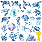 26Pcs Non Slip Bathtub Stickers, Cute Turtle Stickers with Scraper | Sea Creature Anti Slip Bath Tub Shower Decal with Adhesive Back for Bathroom, Shower Stairs