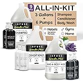 Infuse Lavender Mint Gallon & Dispenser Set | 1-Shoppe Amenities Kit | Shampoo, Conditioner, Body Wash | Refillable 10.14 oz Pump Bottles