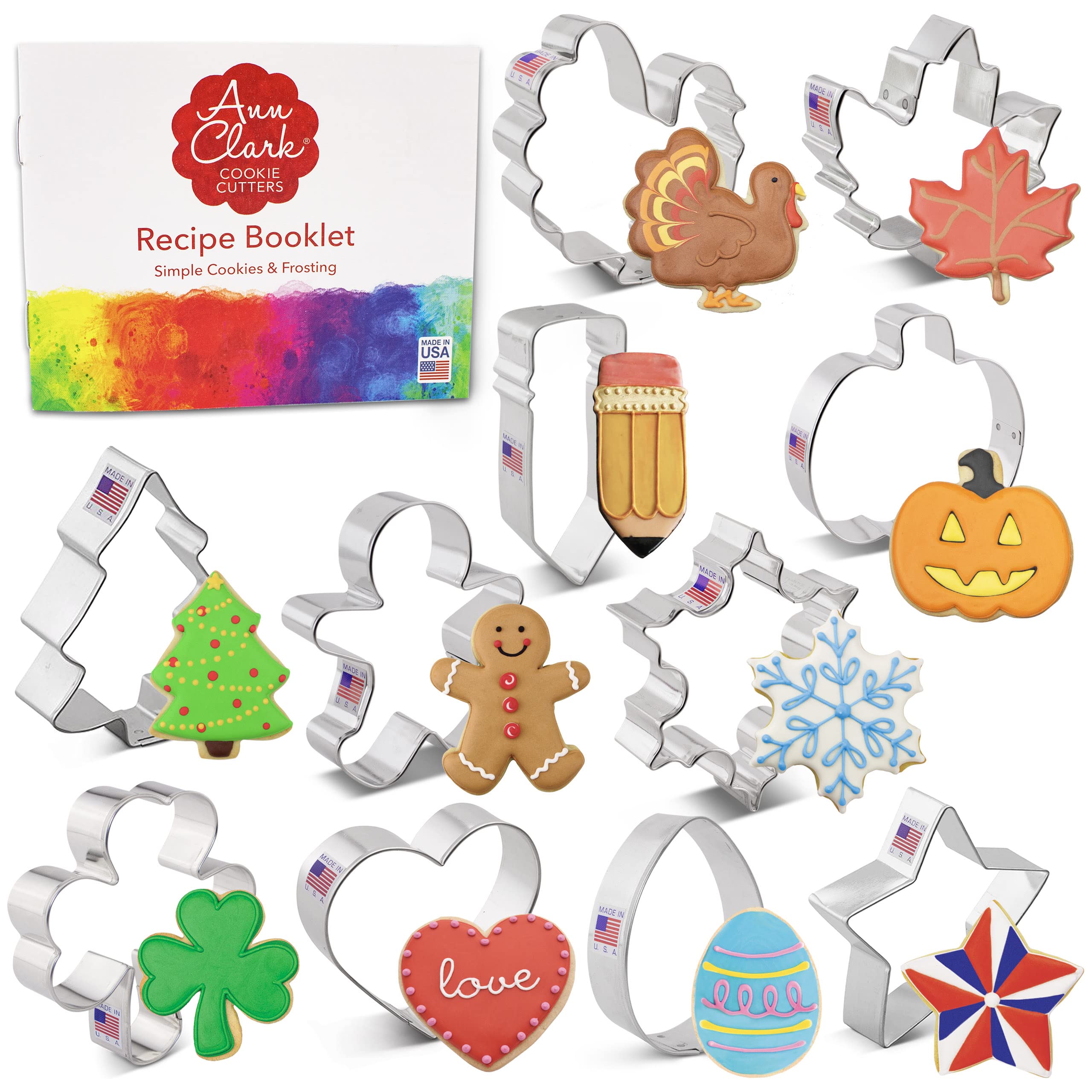 Cookie Cutters for Christmas and Every Season: 11-pc. Christmas, Easter, Halloween, St. Patrick