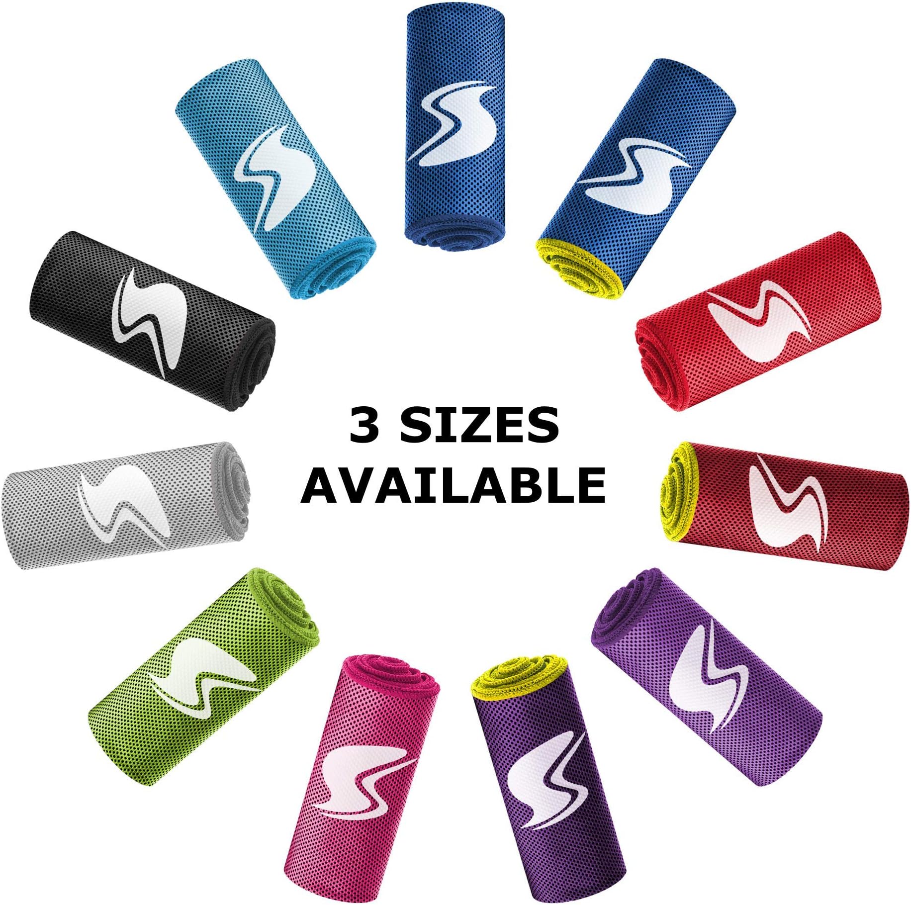 Cooling Towel (40x12''& 50x20''& 60x30'') Ice Sports Towel, Stay Cool with Microfiber Towel for All Activities, Keep Cool with Chilly Towel, Yoga, Fitness, Gym or Golf Towel for Instant Relief+Pouch