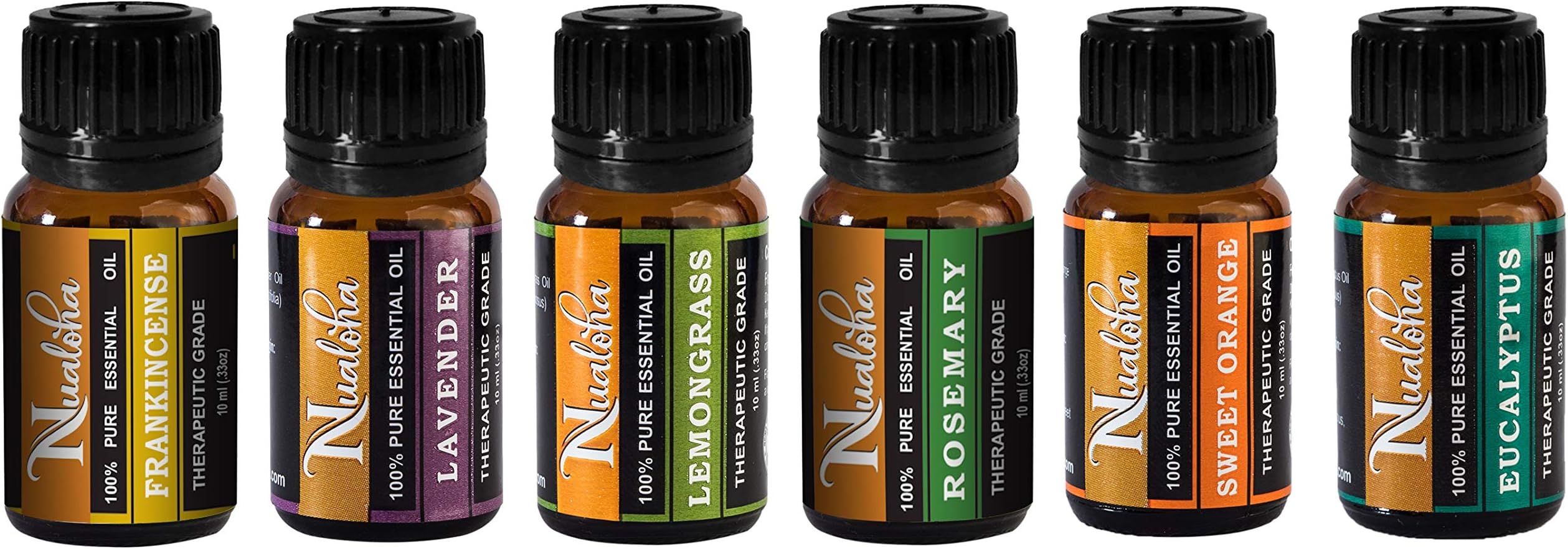 Nualoha Top 6 Aromatherapy Essential Oils Pack for Skin, Hair, Body Care, Diffusers (Pure Natural Lavender, Rosemary…