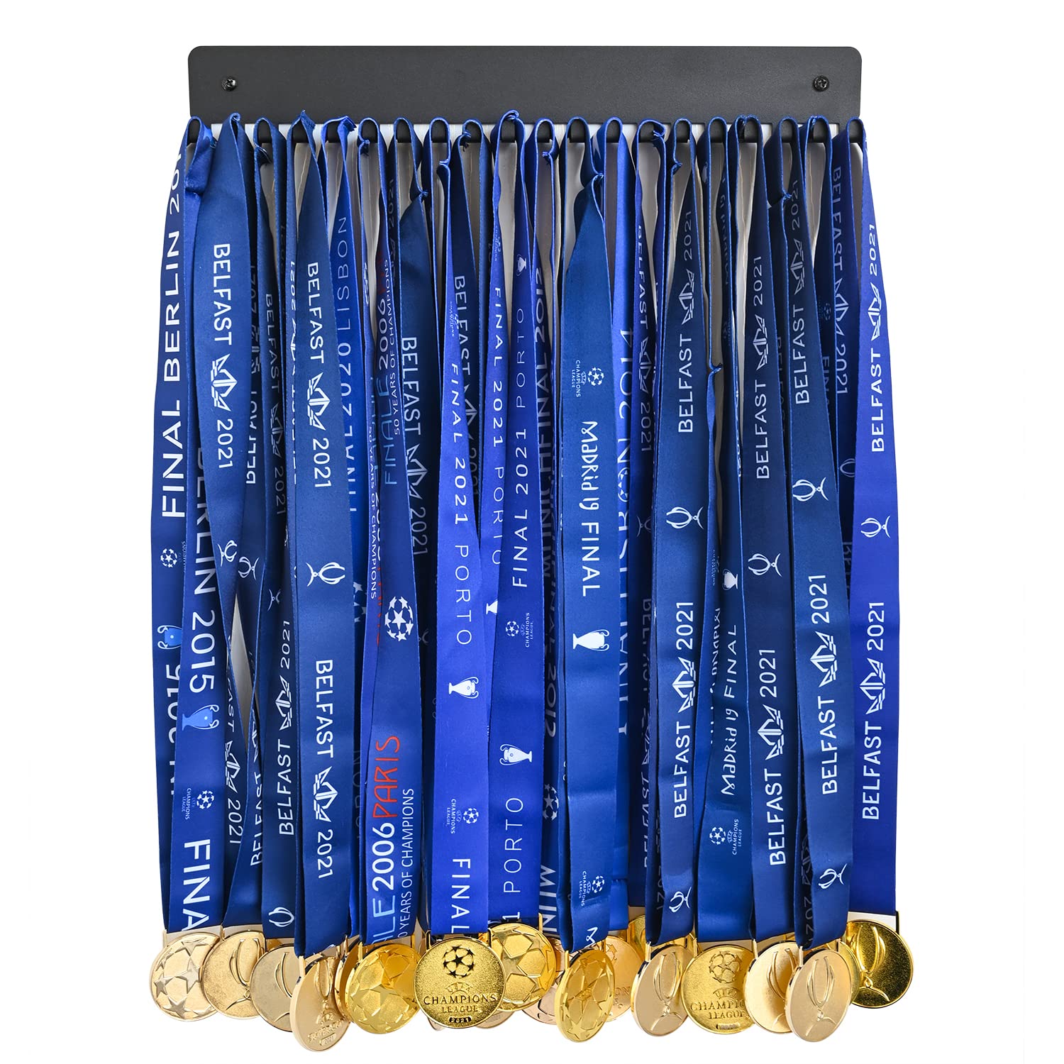 wisnew Sturdy Blank Medal Hangers Holder Wall Frame with 20 Hanging Hooks, Medal Ribbon Rack Display Running Awards and Honors, Motivating Gifts for Sports Players, Easy Installation.