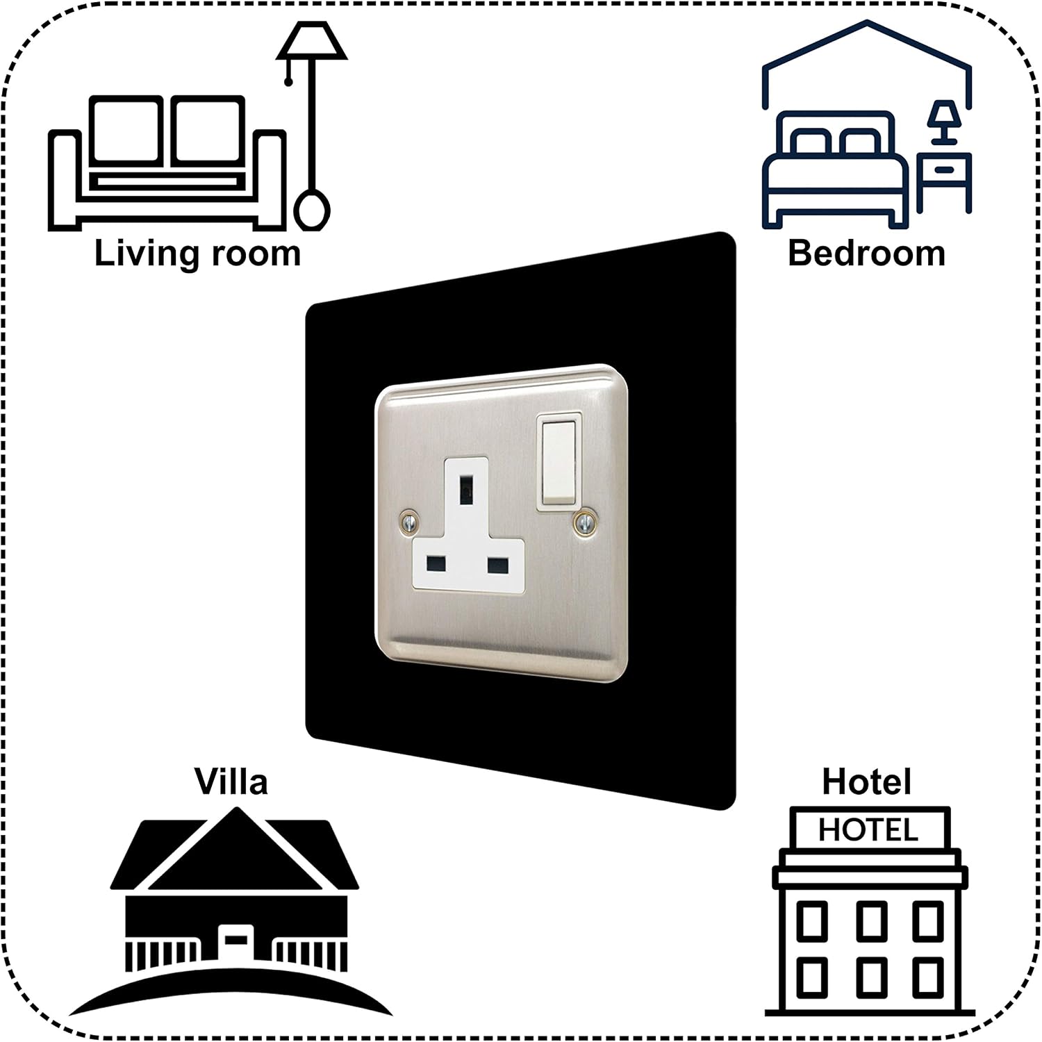 Single Socket Surround, Black - Image 3