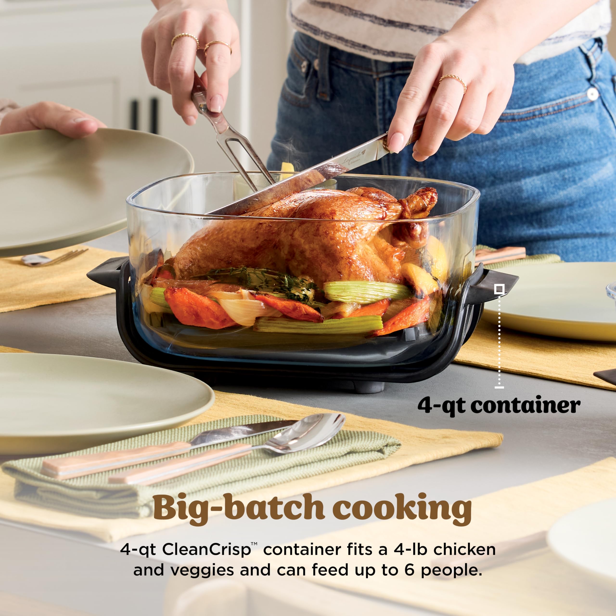 Ninjas | Freidora de aire | Sistema de cocción portátil Crispi 4 en 1 | Recipientes de vidrio de 4 cuartos y 6 tazas, platos para verduras y tapas de almacenamiento incluidos | Apto para microondas, congelador y lavavajillas | Broche de jengibre | FN101GD Ninjas | Freidora de aire | Sistema de cocción portátil Crispi 4 en 1 | Recipientes de vidrio de 4 cuartos y 6 tazas, platos para verduras y tapas de almacenamiento incluidos | Apto para microondas, congelador y lavavajillas | Broche de jengibre | FN101GD