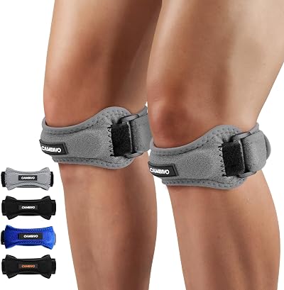 Cambivo 2 Pack Patella Knee Strap Adjustable Support Band for Running Hiking