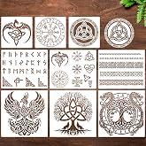 Wood Burning Stencils Celtic Stencils Viking Runes Stencil | Reusable Celtic Symbol Stencils for Wood Crafts Canvas Furniture