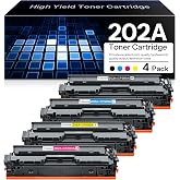 202A Toner Cartridges Set 4-Pack Compatible Replacement for HP 202A CF501A | Color Pro MFP M281cdw M281fdn M254dw M254dn Printer,CF500A,CF502A,Black,Cyan,Yellow,Magenta