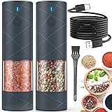 2Pack Electric Salt and Pepper Grinder Set USB