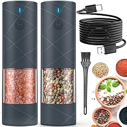 2Pack Electric Salt and Pepper Grinder Set USB