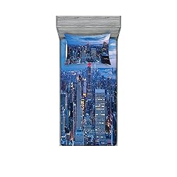 Ambesonne New York Fitted Sheet & Pillow Sham