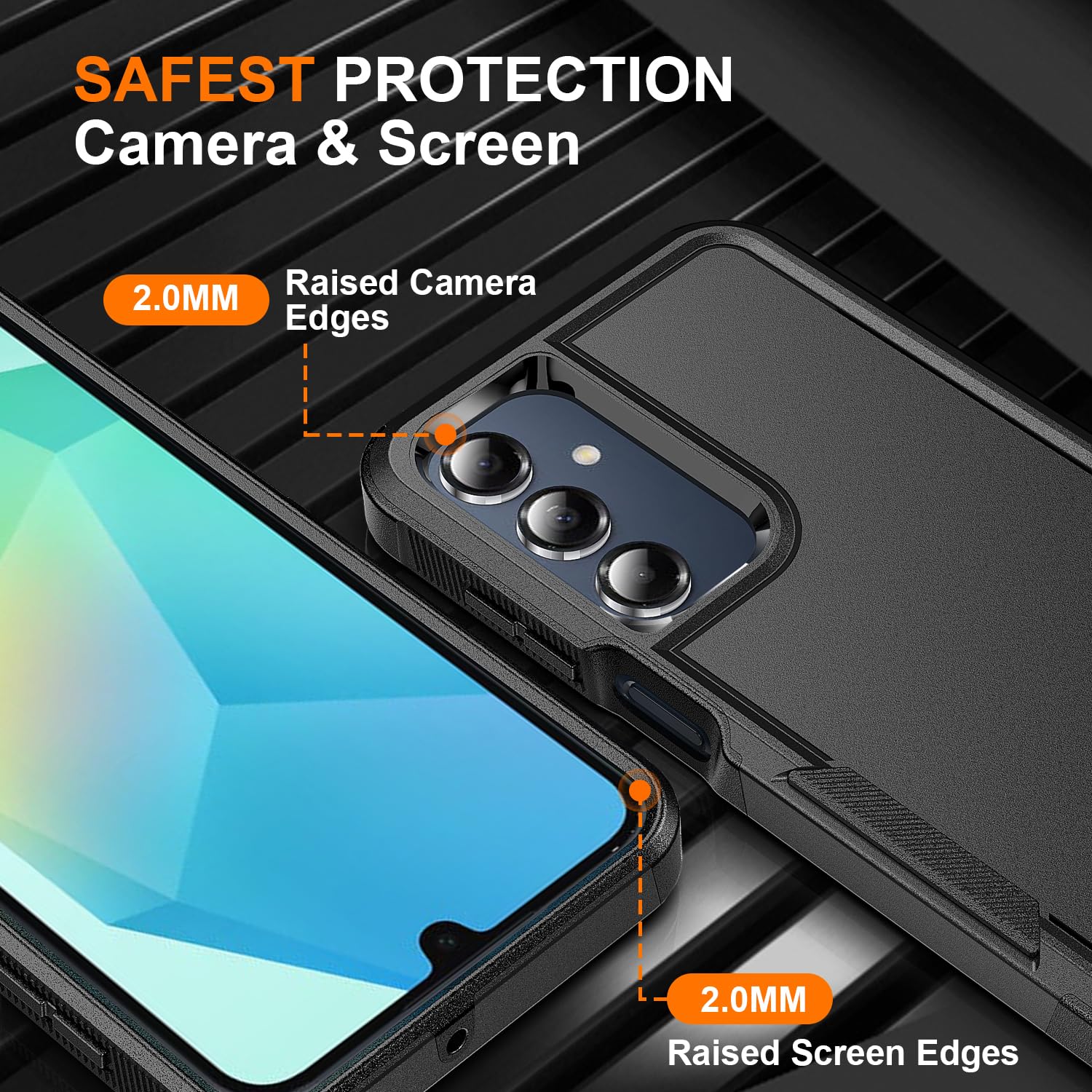 Ezanmull for Samsung Galaxy A16 5G Phone Case, [Military Grade Drop Protection] [Glass Screen Protector + Camera Lens Protector] Non-Slip Shockproof Case for Samsung Galaxy A16 5G (Black)