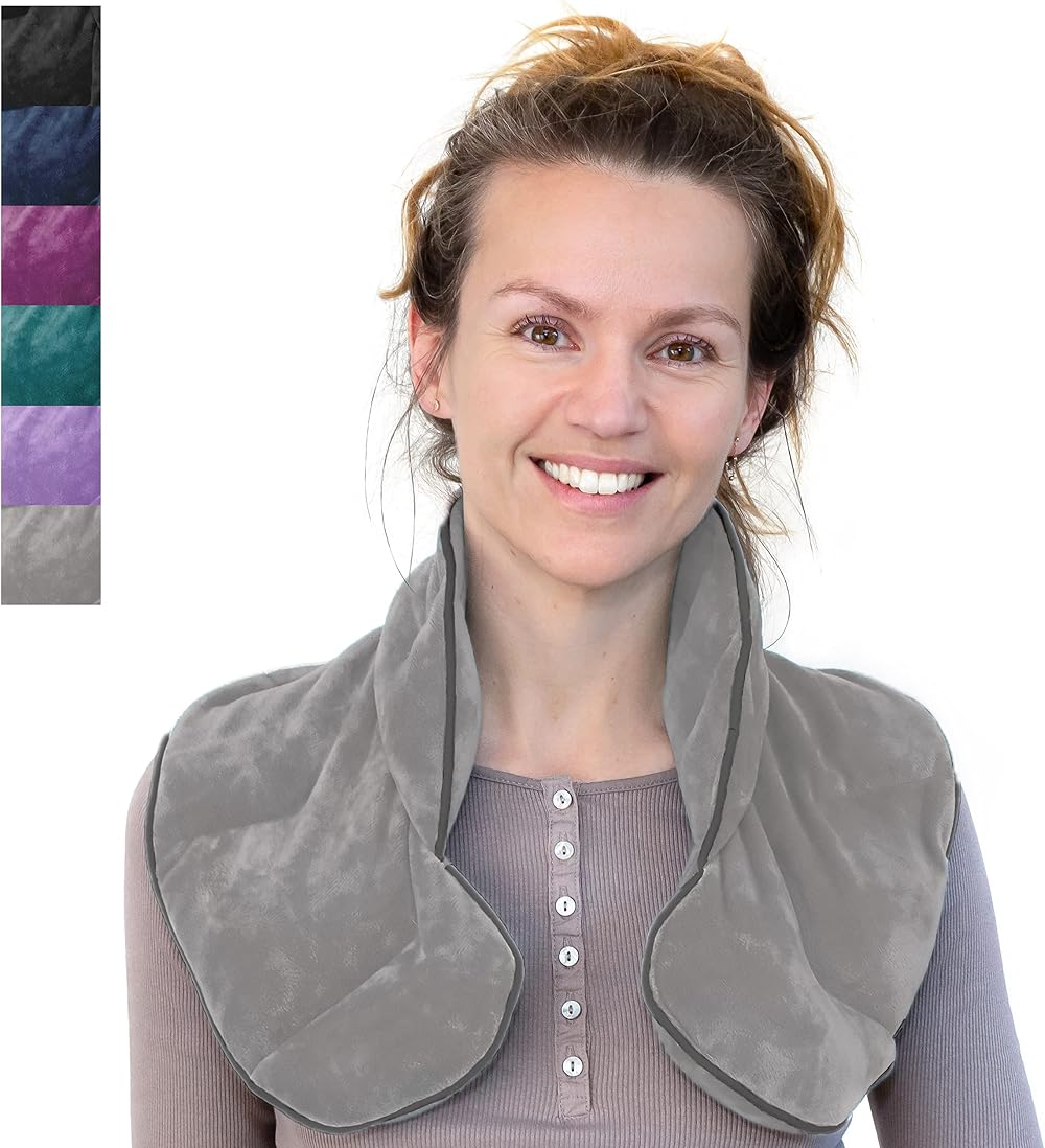 Qomfor Microwavable 1.5kg Weighted Neck Wrap Lavender Scent Grey