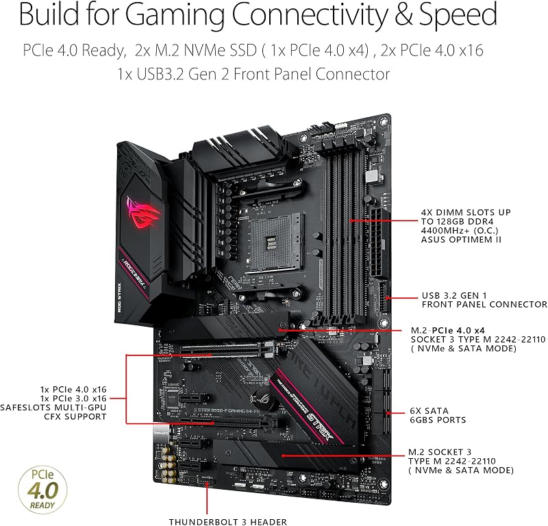 ROG STRIX B550-F GAMING WIFI II, Scheda Madre AMD ATX, Slot DDR4, Nera