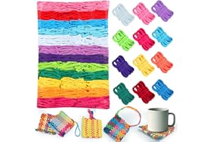 DNPHRPY 1200 PCS 12 Color Weaving Loom Loop 7 inch Potholder Durable Nylon DIY Craft Project for Kids Adults Rainbow Themed Potholder Weaving Loops Kit Elastic Ideal Gifts for Girls Ages DIY Crafts Supplies