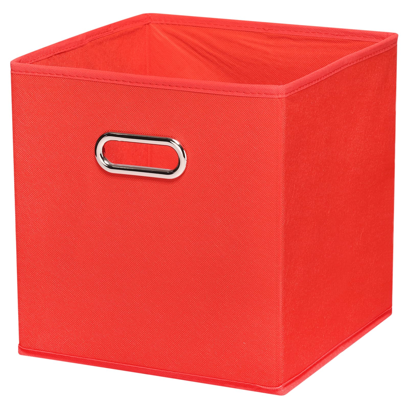 PATIKIL Foldable Storage Cube Bins, Fabric Storage Bins Cube Organizer with Handle for Home Bedroom Shelf Closet Organization, Red (11"x11"x11")