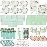 Nuogo 88 Pcs 8 Sets Bridesmaid Proposal Gift Wedding Bridesmaid Box Set Maid of Honor Gift Include Box Candle Invited Cards Scrunchies Hair Elastics Ties Knotted Bracelets Diamond Pens(Green,Modern)
