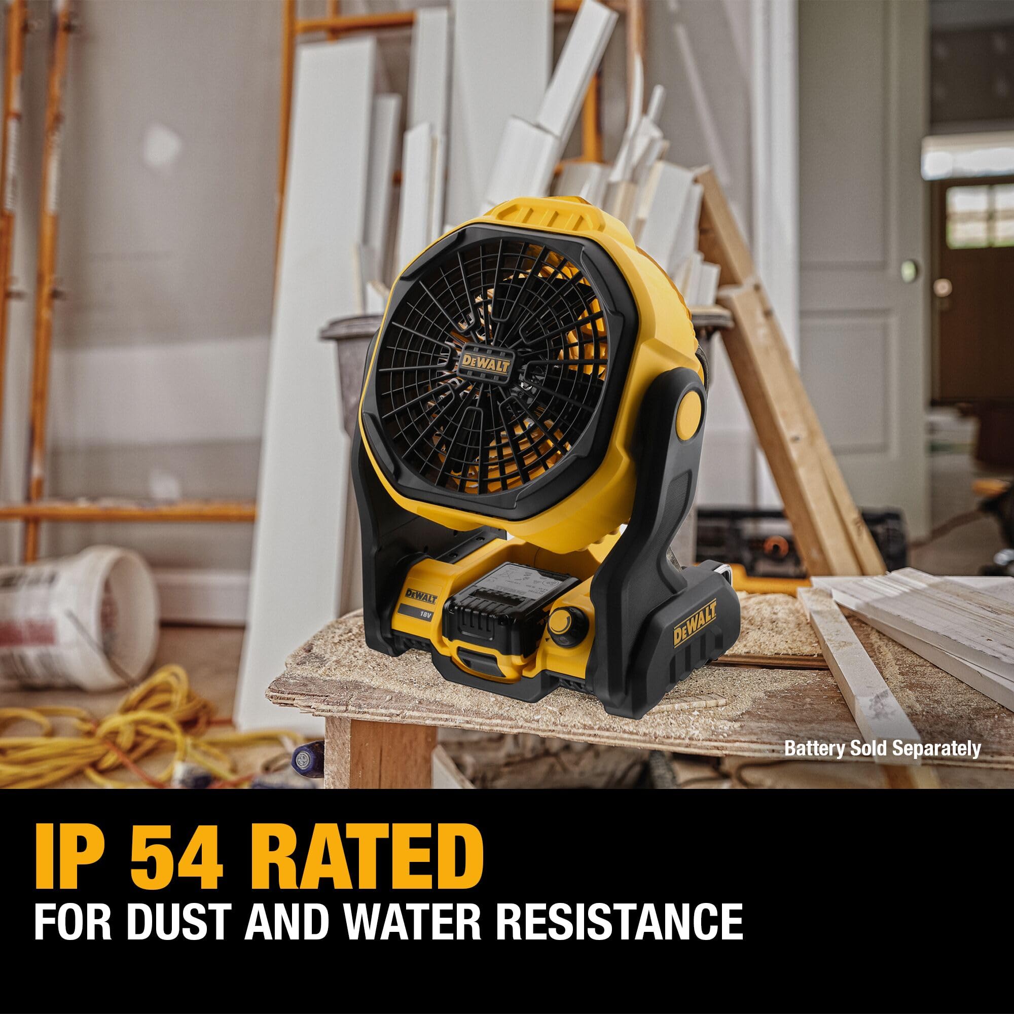 DEWALT 20V MAX Cordless Jobsite Fan, Battery Powered Rechargeable Fan Portable, Tool Only (DCE512B)