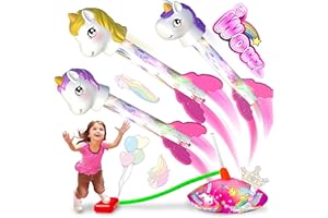 Oqluk Rocket Launcher for Kids, 3 LED Rockets, Stomping Launch up Toys, Outdoor Toys for Kids Girls Ages 2 3 4 5 6 7 8 Years 