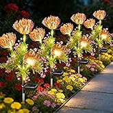 SyouHome 4-Pack 12 Head Solar Flowers Lights, Waterproof Solar Garden Lights Outdoor for Christmas, Flower Lights with Glowing Stems, for Flowerpot Yard Pathway Balcony Patio Garden Decor