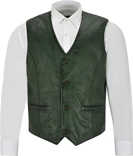 Amazon メンズリアルレザーベスト100 ラムスキンパーティーファッションスタイルvネックチョッキ5226 メンズ 通販