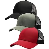 FURTALK Mens Trucker Hat Structured Mesh Baseball Cap Adjustable Classic | 3 Packs, Soft Washed Cotton Caps, Polyester Meah Back Panels, Adjustable Snapback, Sun Protection Brim, Cool, Breathable