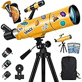 MEEZAA Telescope for Adults & Kids, 80mm Aperture 500mm Portable Refractor Telescope for Astronomy Beginners, Professional Travel Astronomical Telescopes with Tripod, Stickers, Phone Adapter, Backpack