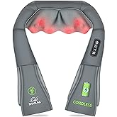 Snailax Cordless Neck Massager, Shiatsu Back Shoulder Massager with Heat, Portable Rechargeable Massagers for Neck and Back Pain Relief, Electric Massager Pillow, Gift for Women,Men(Grey)