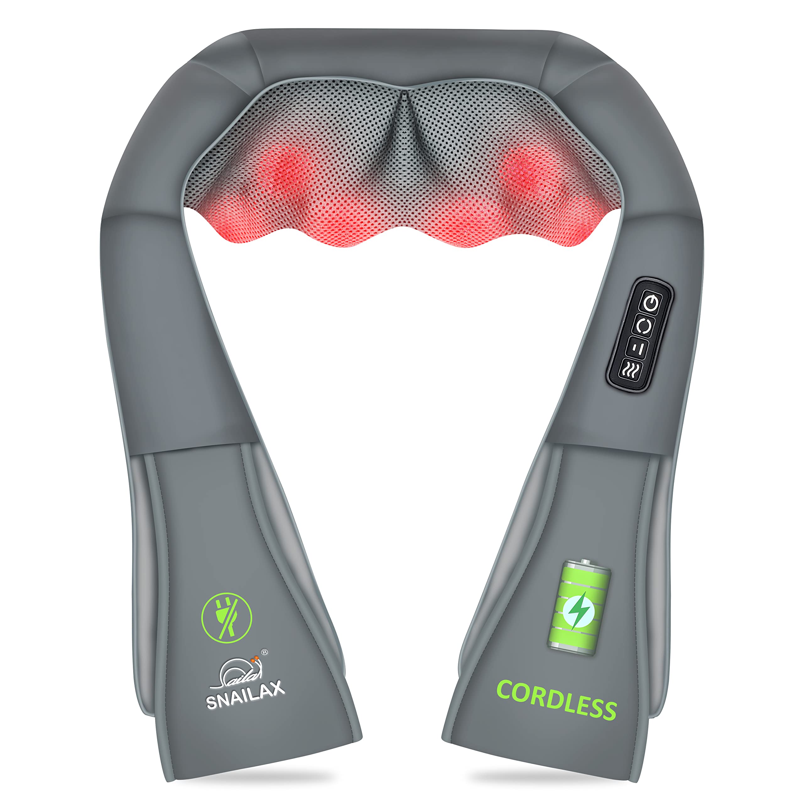 Photo 1 of Snailax Cordless Neck Massager, Shiatsu Back Shoulder Massager with Heat, Portable Rechargeable Massagers for Neck and Back Pain Relief, Electric Massager Pillow, Gift for Women,Men(Grey)