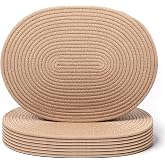 Oval Placemats Set of 8 Woven Farmhouse Kitchen Table Mats | 15.5 &times;11.7 Inches Non Slip Heat Resistant Place Mats, Designed For Farmhouse Dining And Functional Hot Pads For Kitchen Use