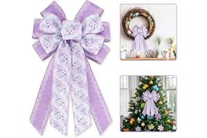 Blinket Spring Floral Wreath Bows for Front Door – Purple Burlap Wired Bows with Lace for Easter Spring Birthday Wedding – Large Rustic Farmhouse Bow for Wreath Indoor Outdoor Decoration